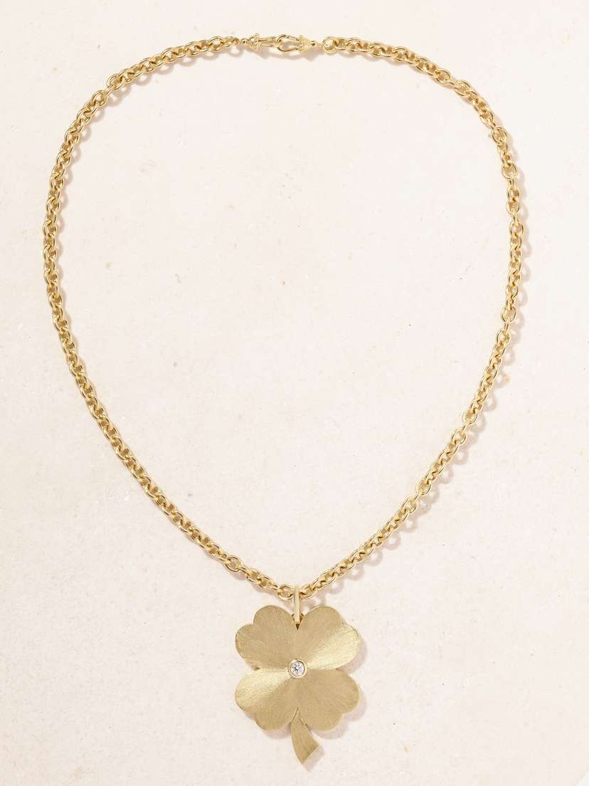 Marie Lichtenberg Jumbo Clover 18-karat Gold Diamond Necklace