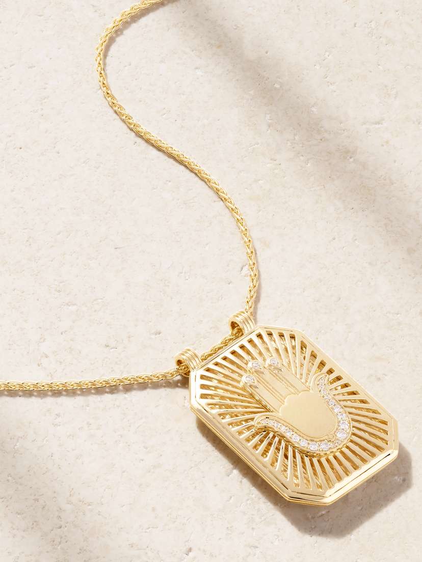 Marie Lichtenberg Hand Scapular 18-karat Gold Diamond Necklace