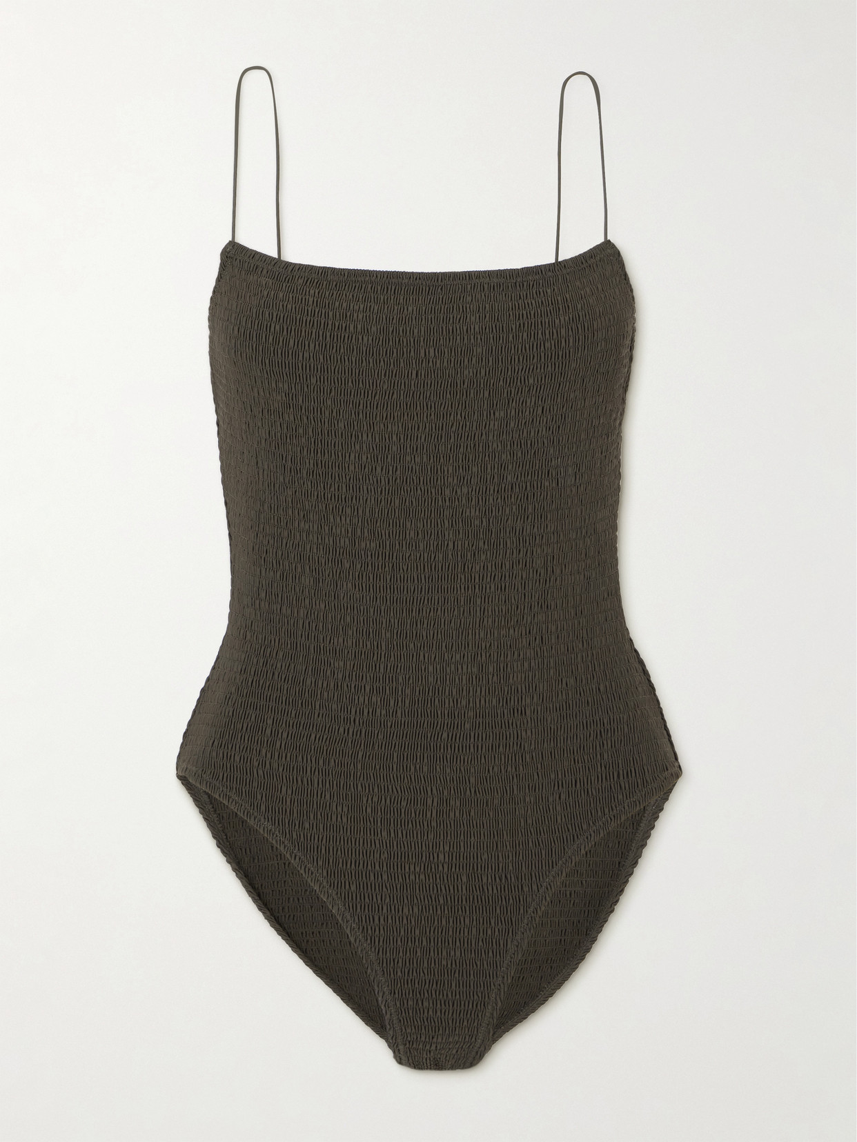 Totême Smocked One-piece Swimsuit In Brown