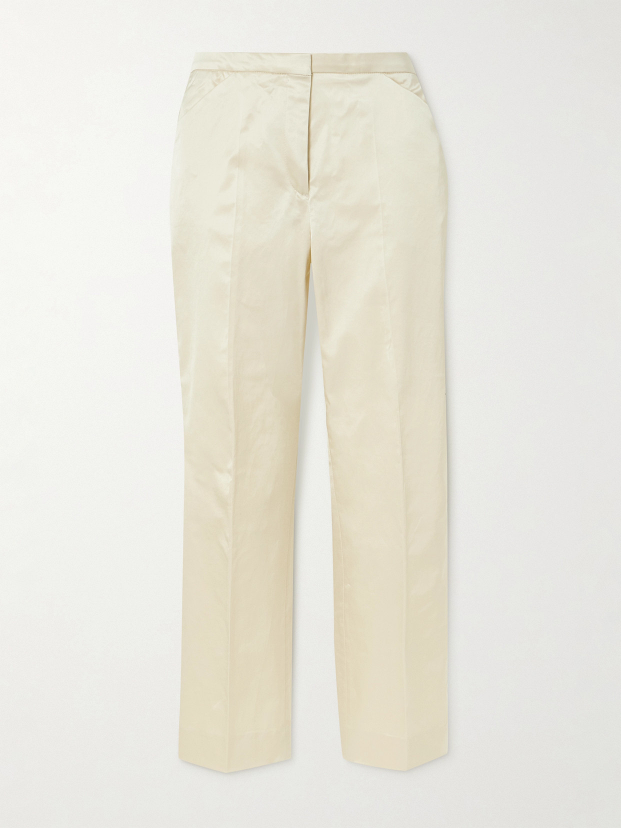 Totême Cropped Organic Cotton-blend Straight-leg Pants In Cream