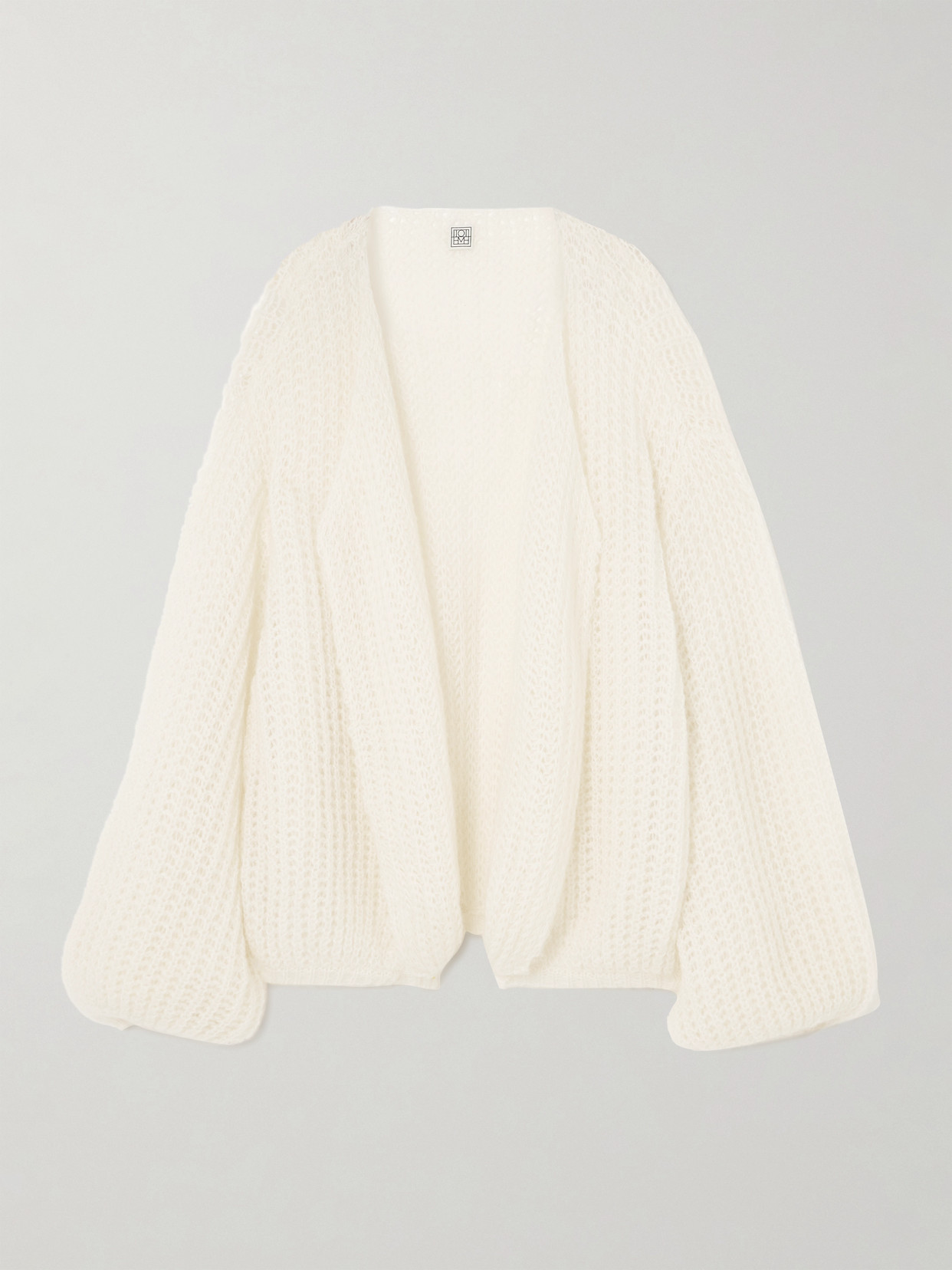 Totême Open-knit Mohair-blend Cardigan In Off-white