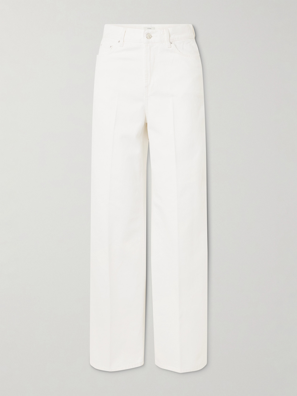Totême Pleated High-rise Wide-leg Organic Jeans In White