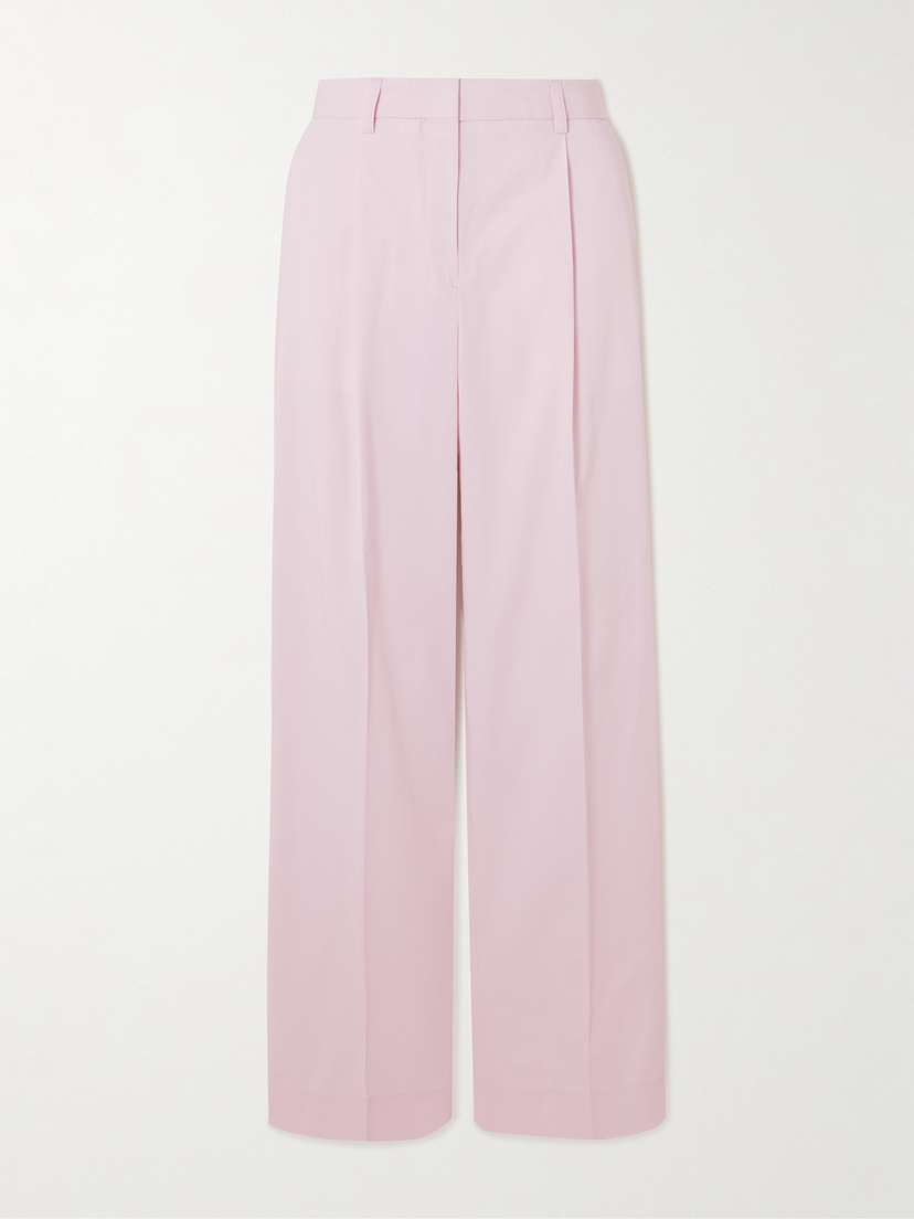 TOTEME Pleated Cotton Wide-leg Pants