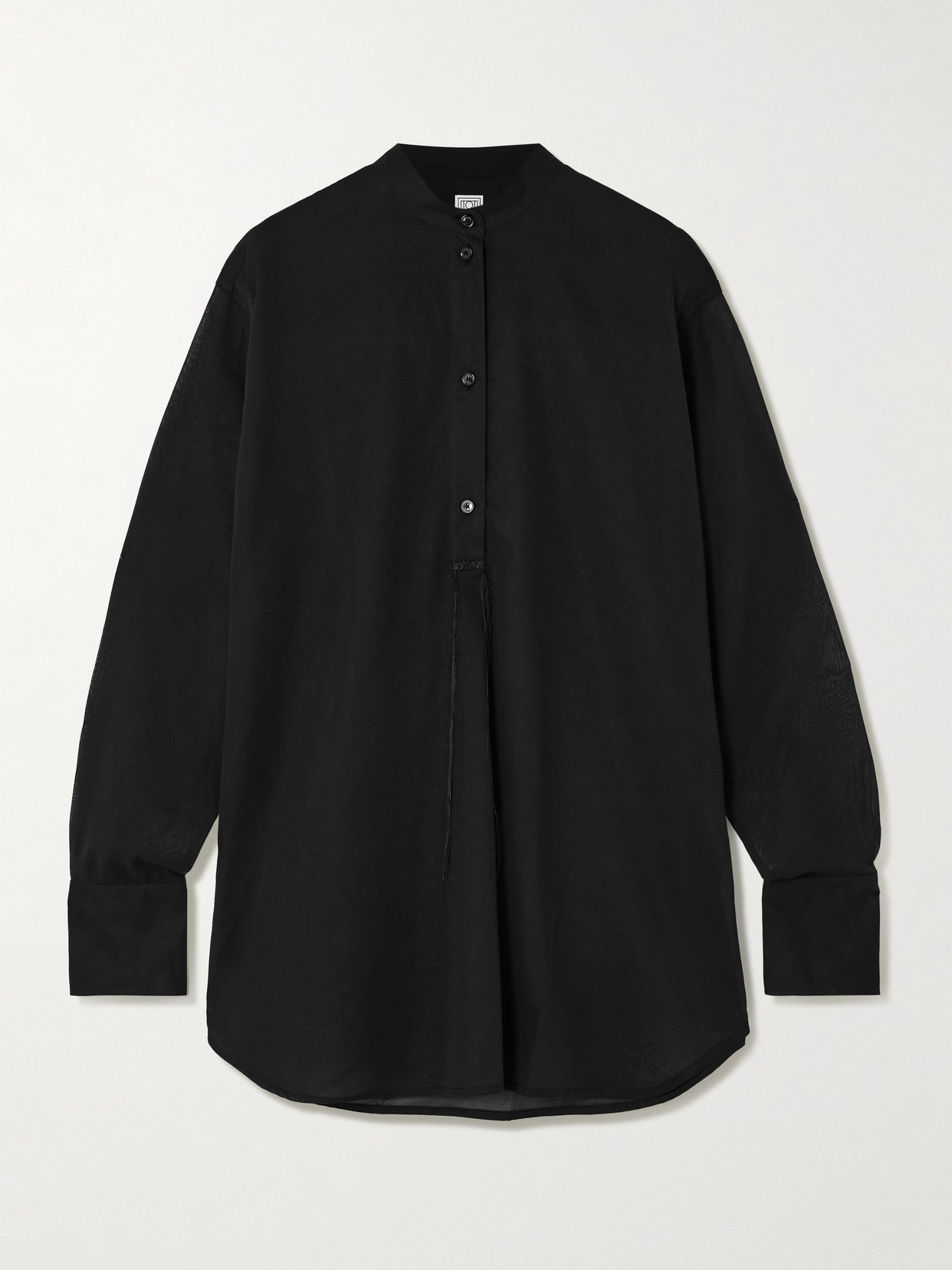 Totême Embroidered Organic Cotton-voile Shirt In Black