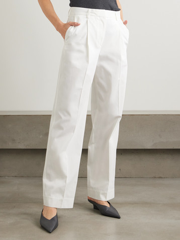TOTEME Pleated cotton wide-leg pants