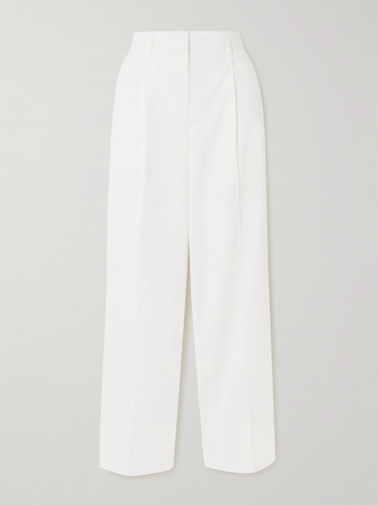 Totême Pleated Cotton Wide-leg Pants In White