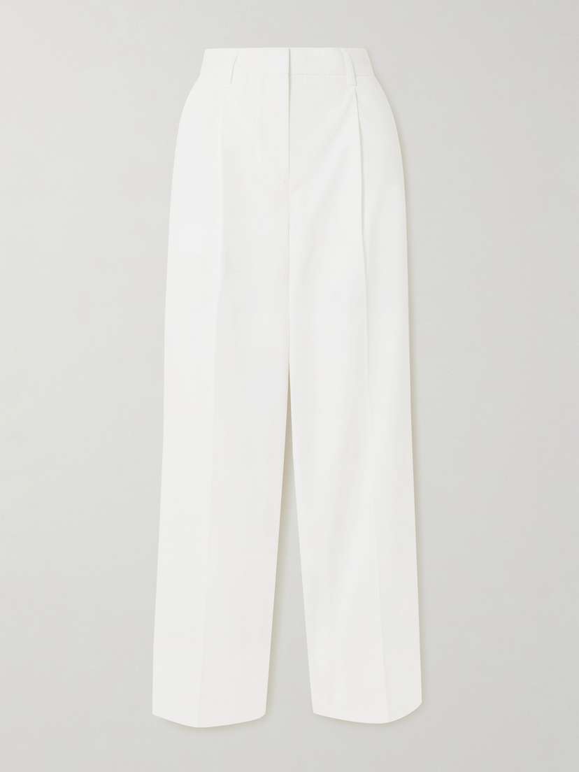 TOTEME Pleated Cotton Wide-leg Pants