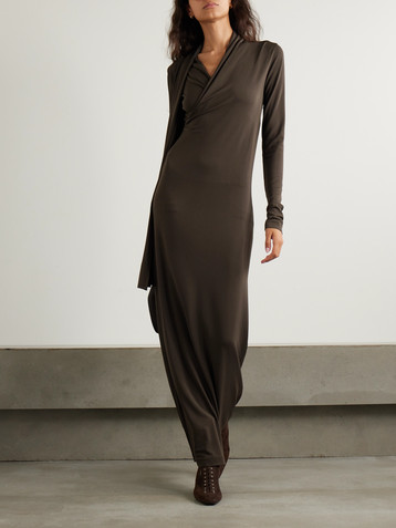 TOTEME Wrap-effect draped stretch-jersey maxi dress