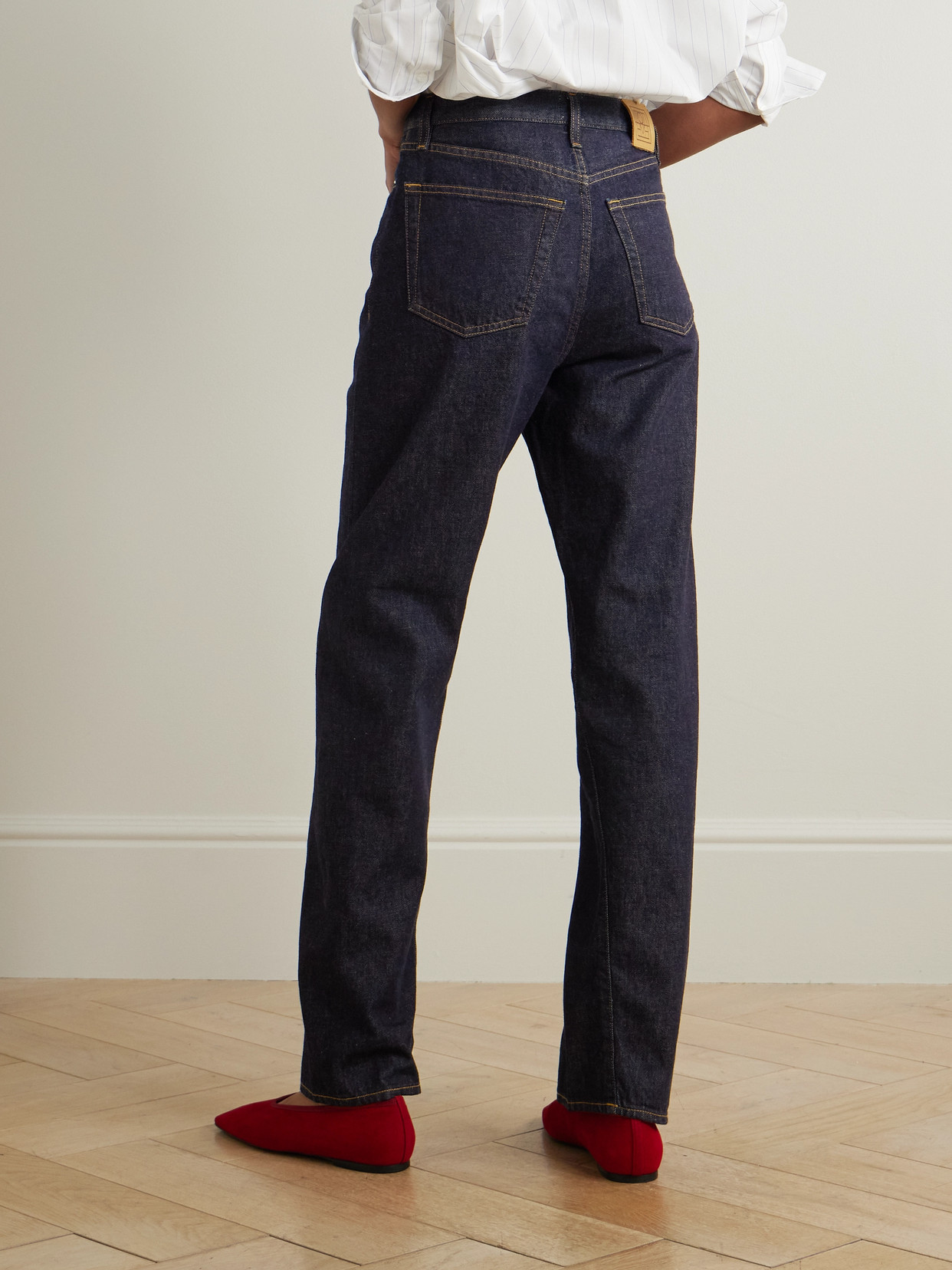Twisted Seam High-Rise Straight-Leg Jeans