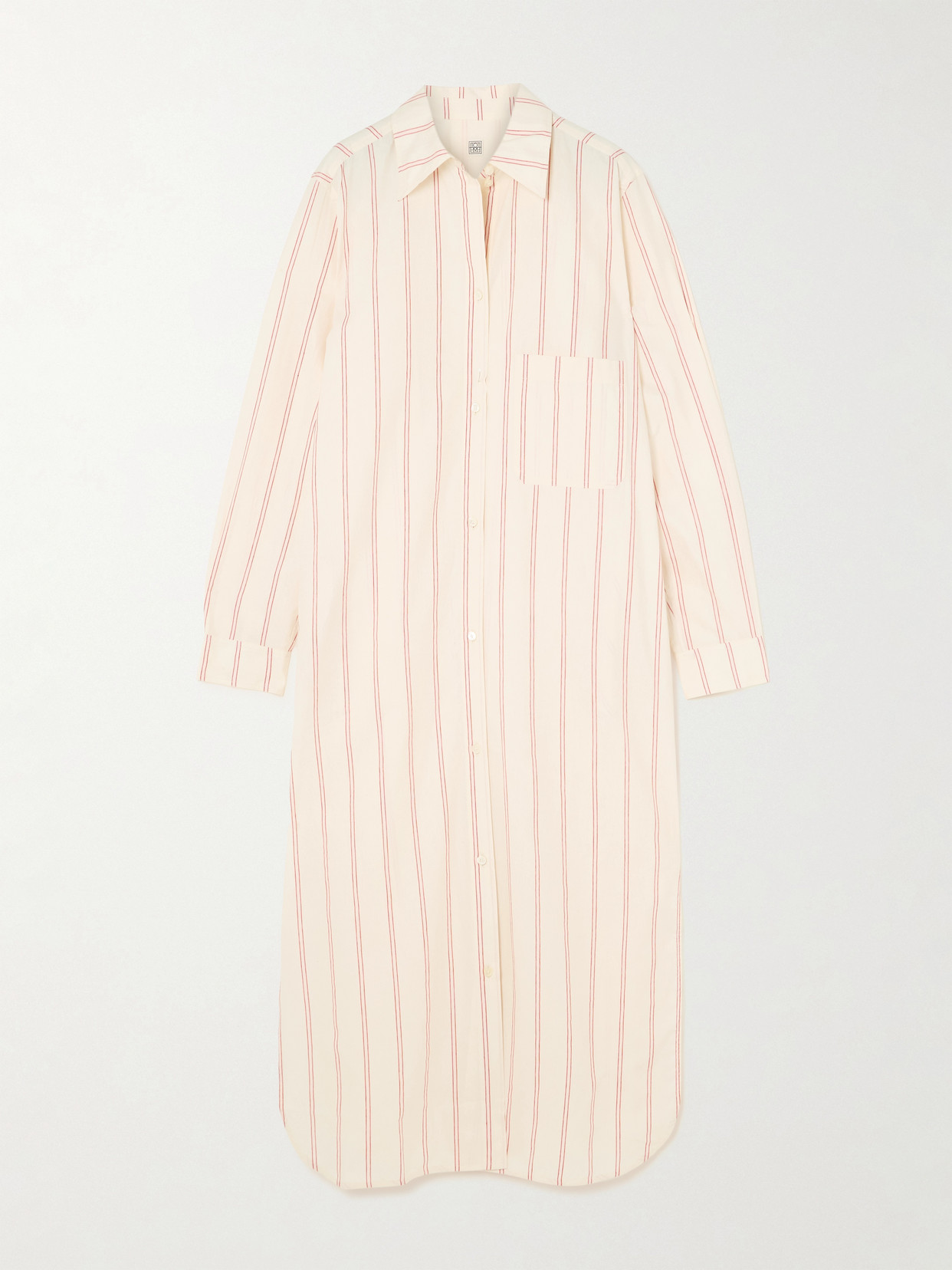 Totême Striped Cotton And Silk-blend Midi Shirt Dress In Ecru