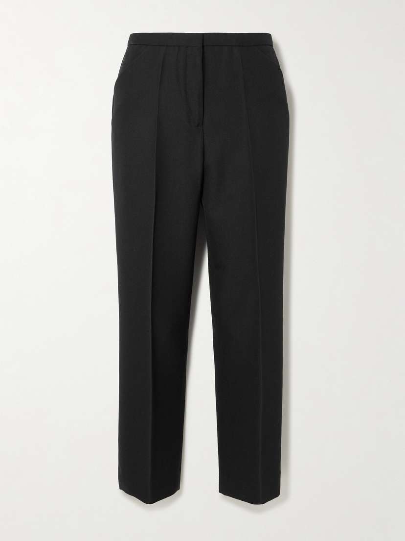 TOTEME Cropped Pleated Grain De Poudre Straight-leg Pants