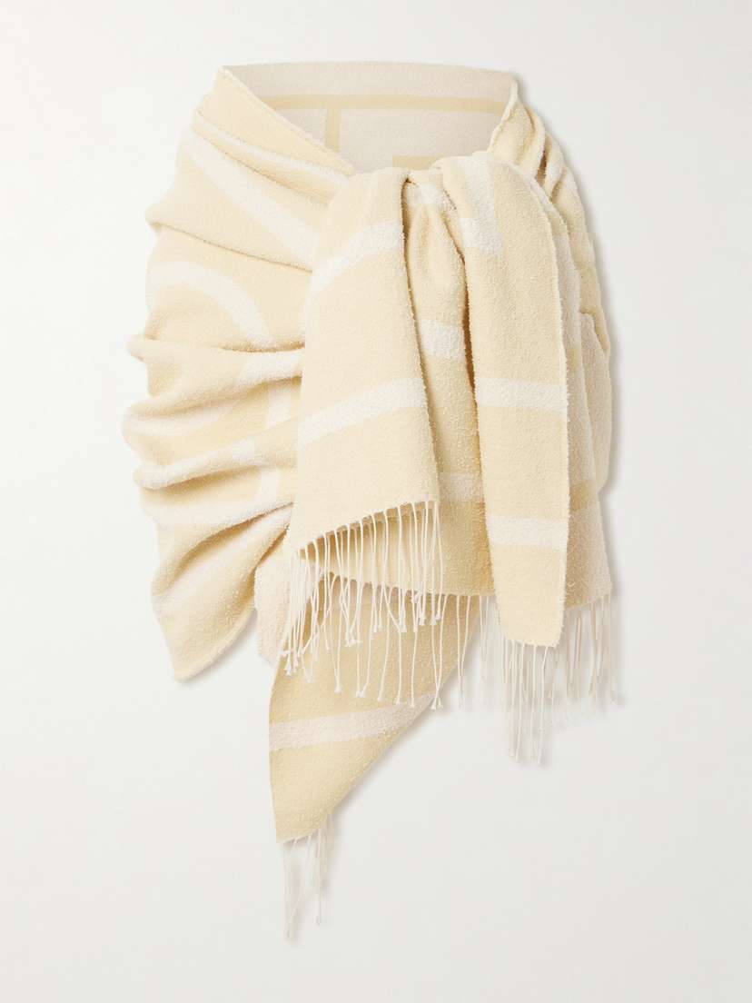Toteme — Embroidered frayed linen-blend scarf