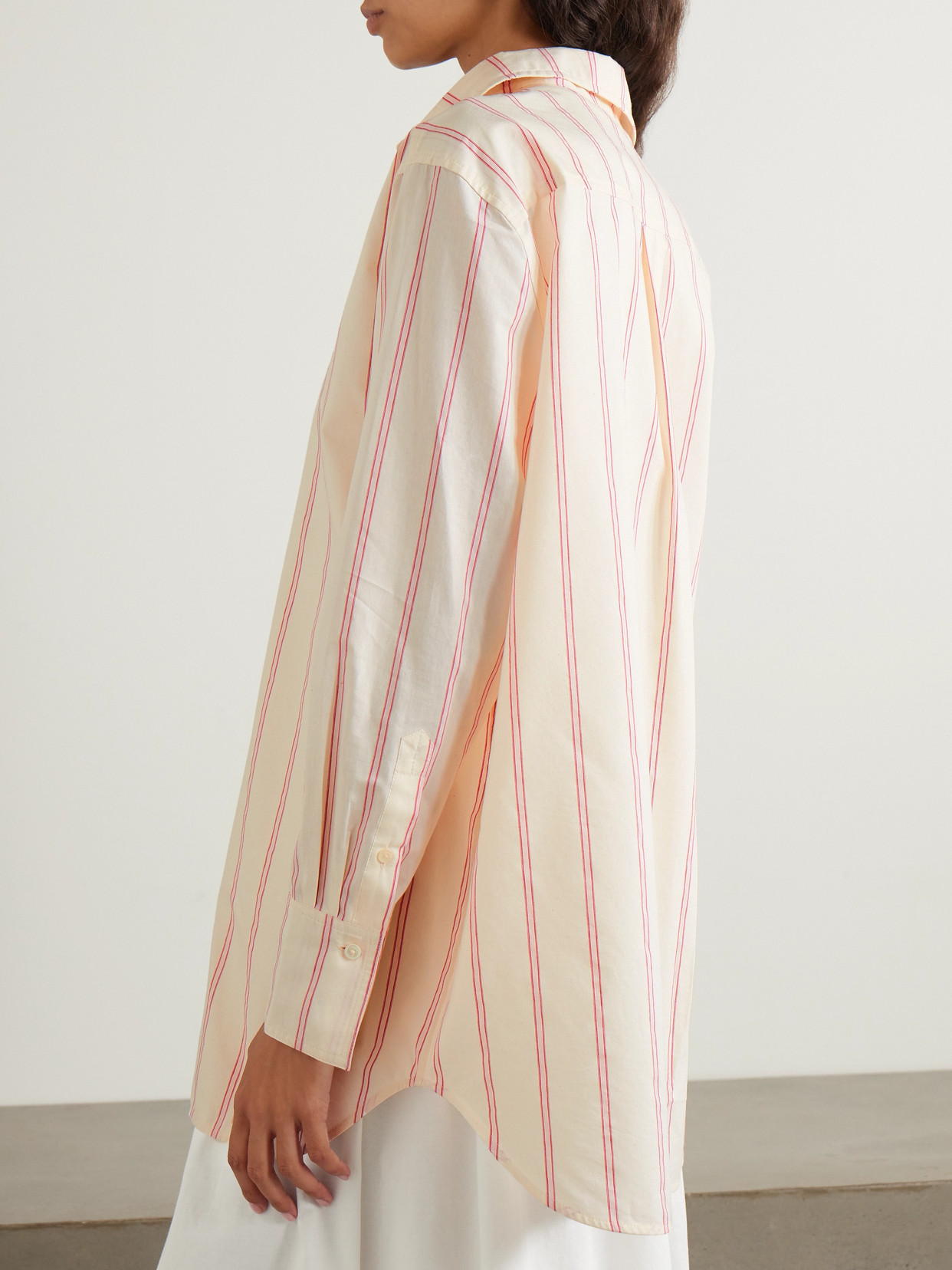 TOTÊME STRIPED COTTON AND SILK-BLEND SHIRT