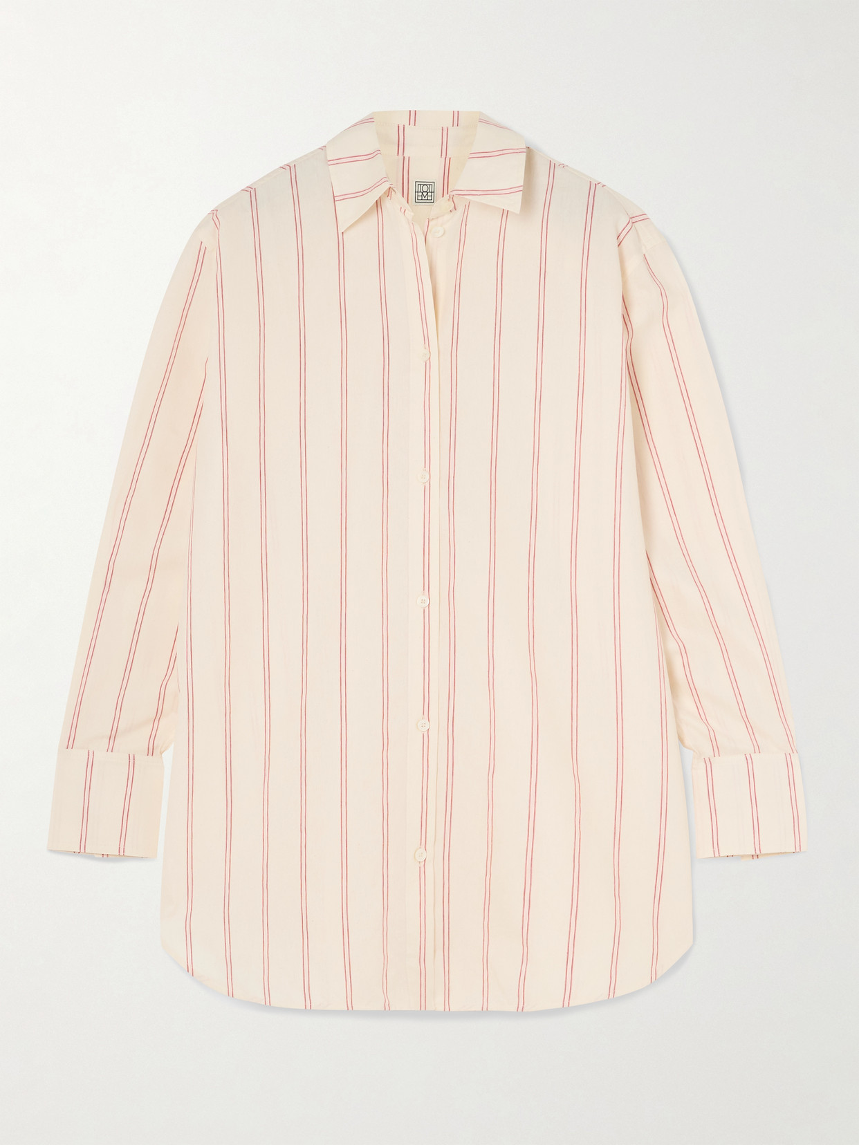Totême Striped Cotton And Silk-blend Shirt In Ecru