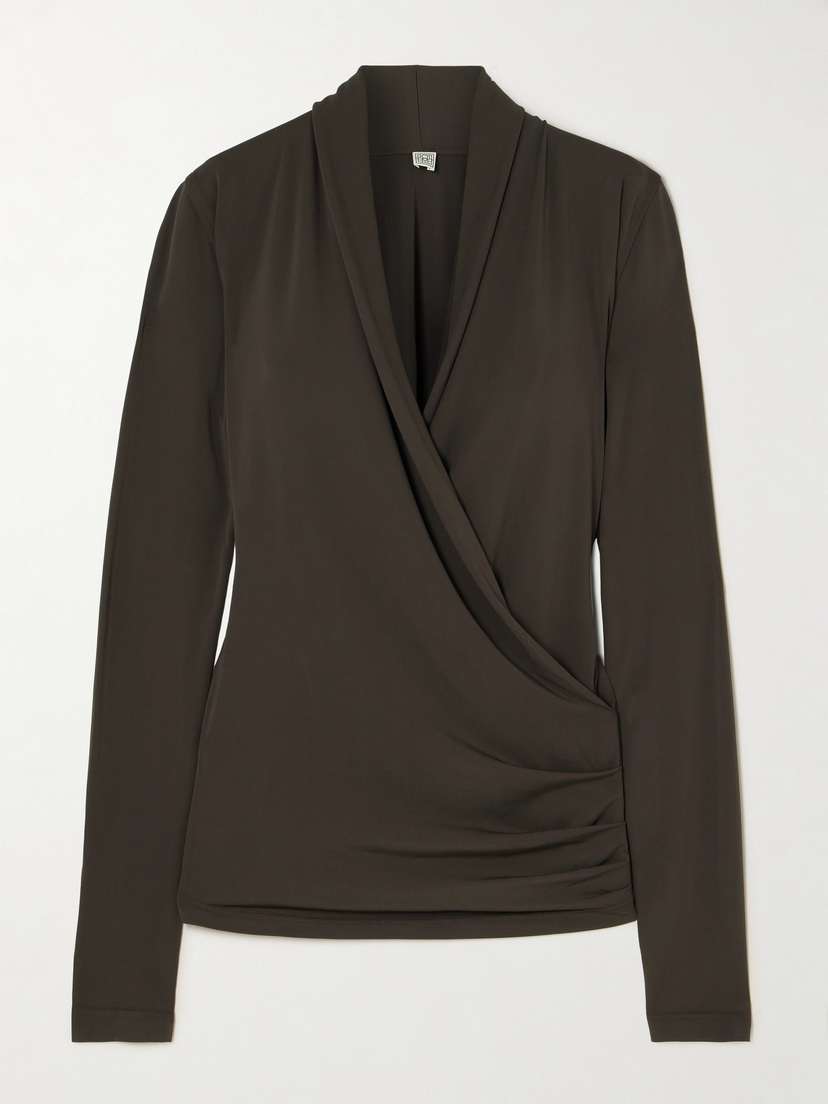 TOTEME Wrap-effect Draped Stretch-jersey Top