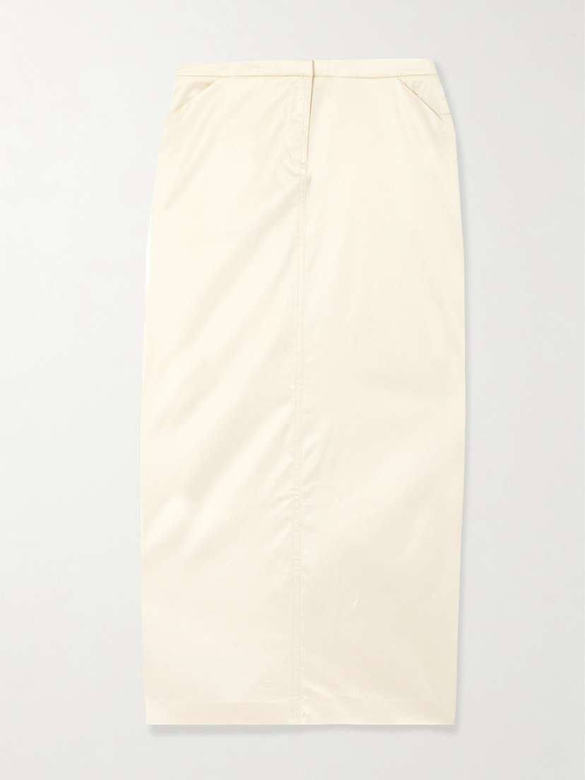 TOTEME Organic Cotton-blend Satin Midi Skirt