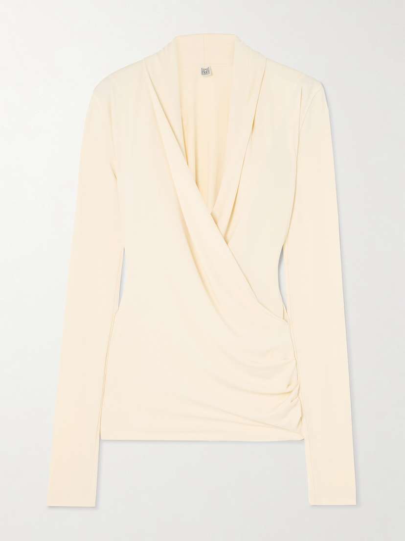TOTEME Wrap-effect Draped Stretch-jersey Top