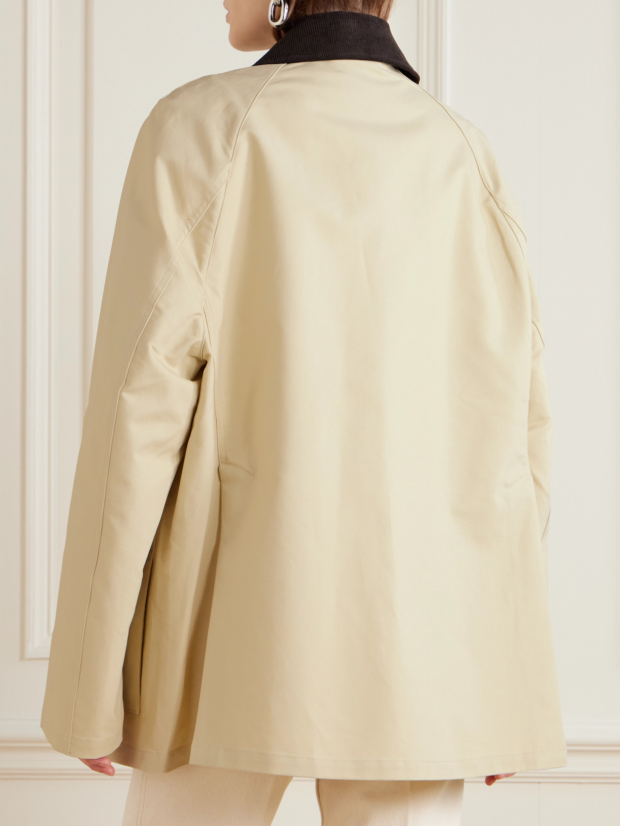 Totême Corduroy-trimmed Coated-canvas Jacket In Neutrals