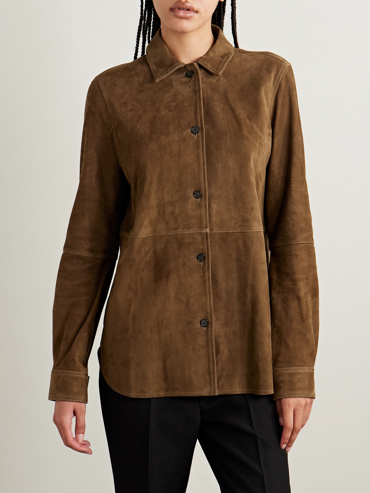 Totême Tobacco Suede Overshirt In Brown