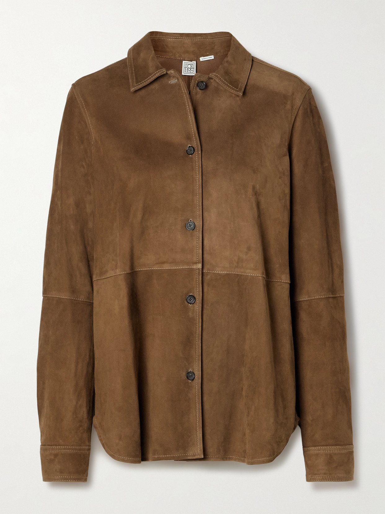 Totême Tobacco Suede Overshirt In Brown