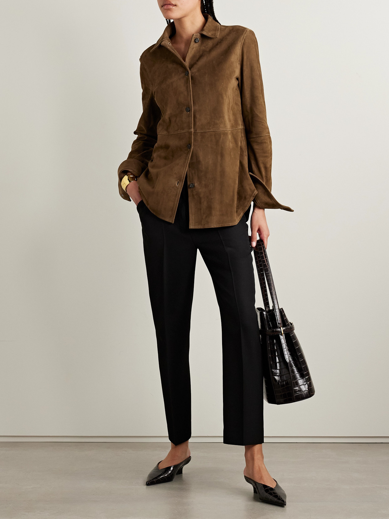 Totême Tobacco Suede Overshirt In Brown
