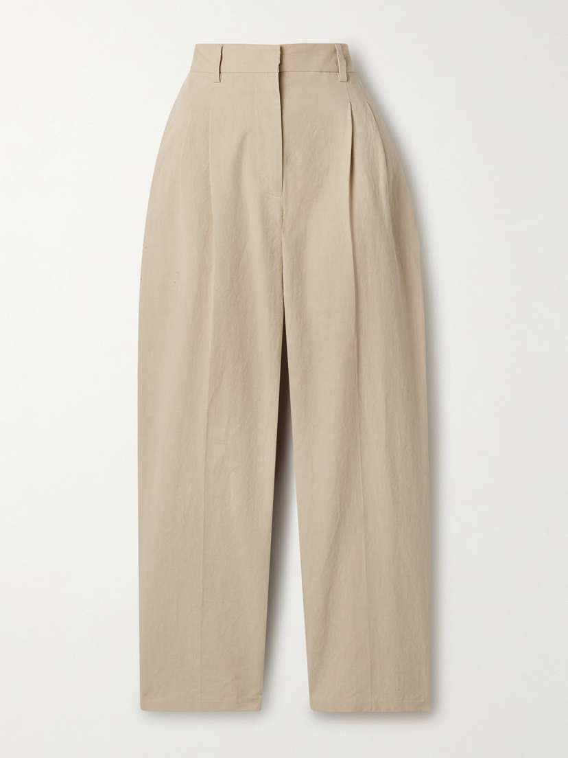 The Row Lilas Pleated Cotton-blend Twill Tapered Pants