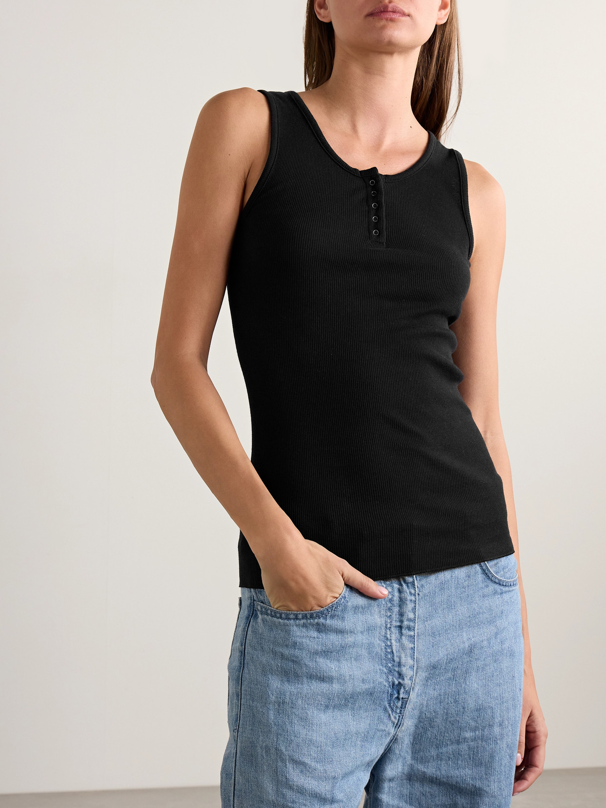 The Row Mansel Ribbed Cotton-blend Tank In Black