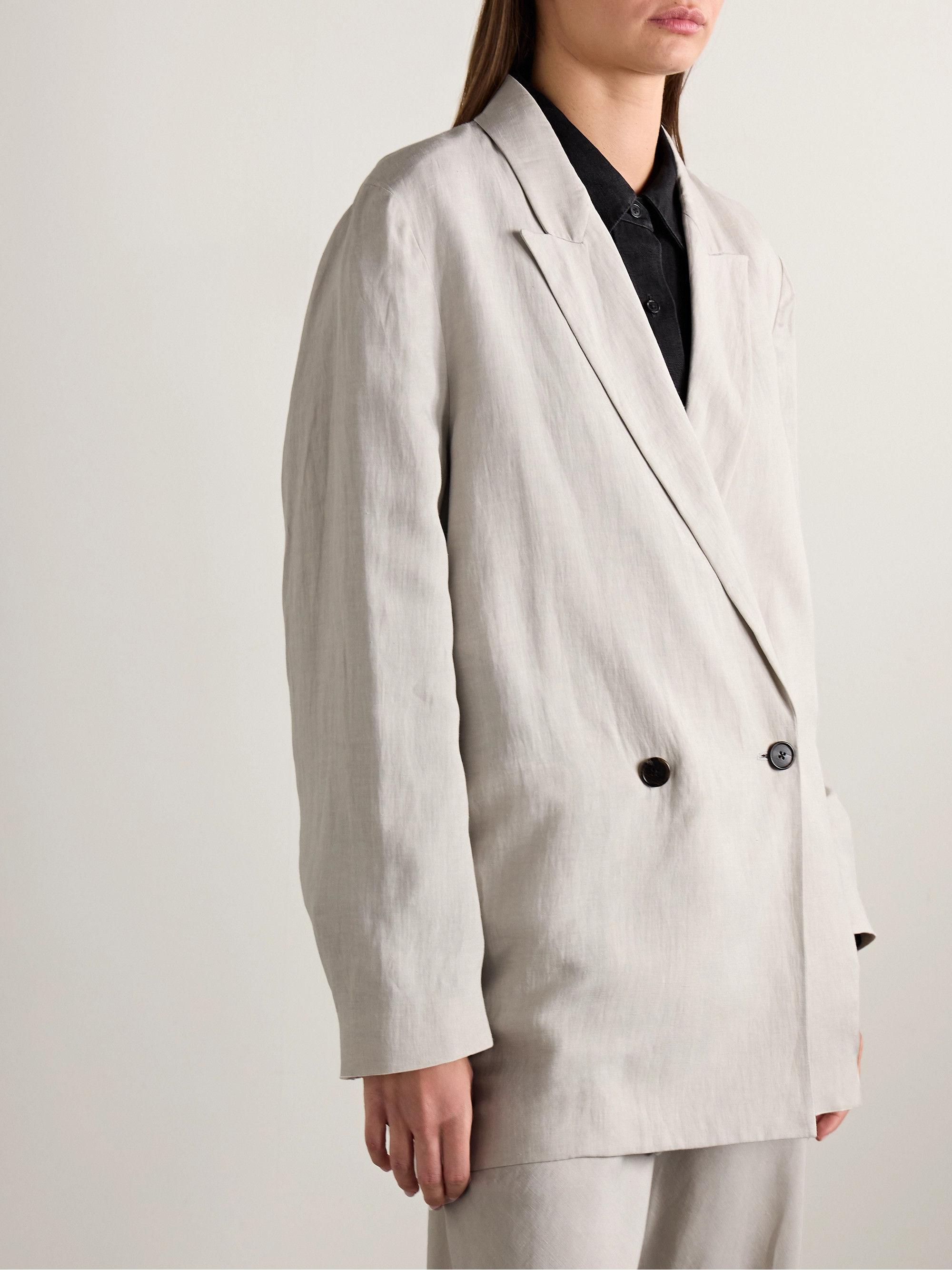 The Row Nat double-breasted silk and linen-blend blazer