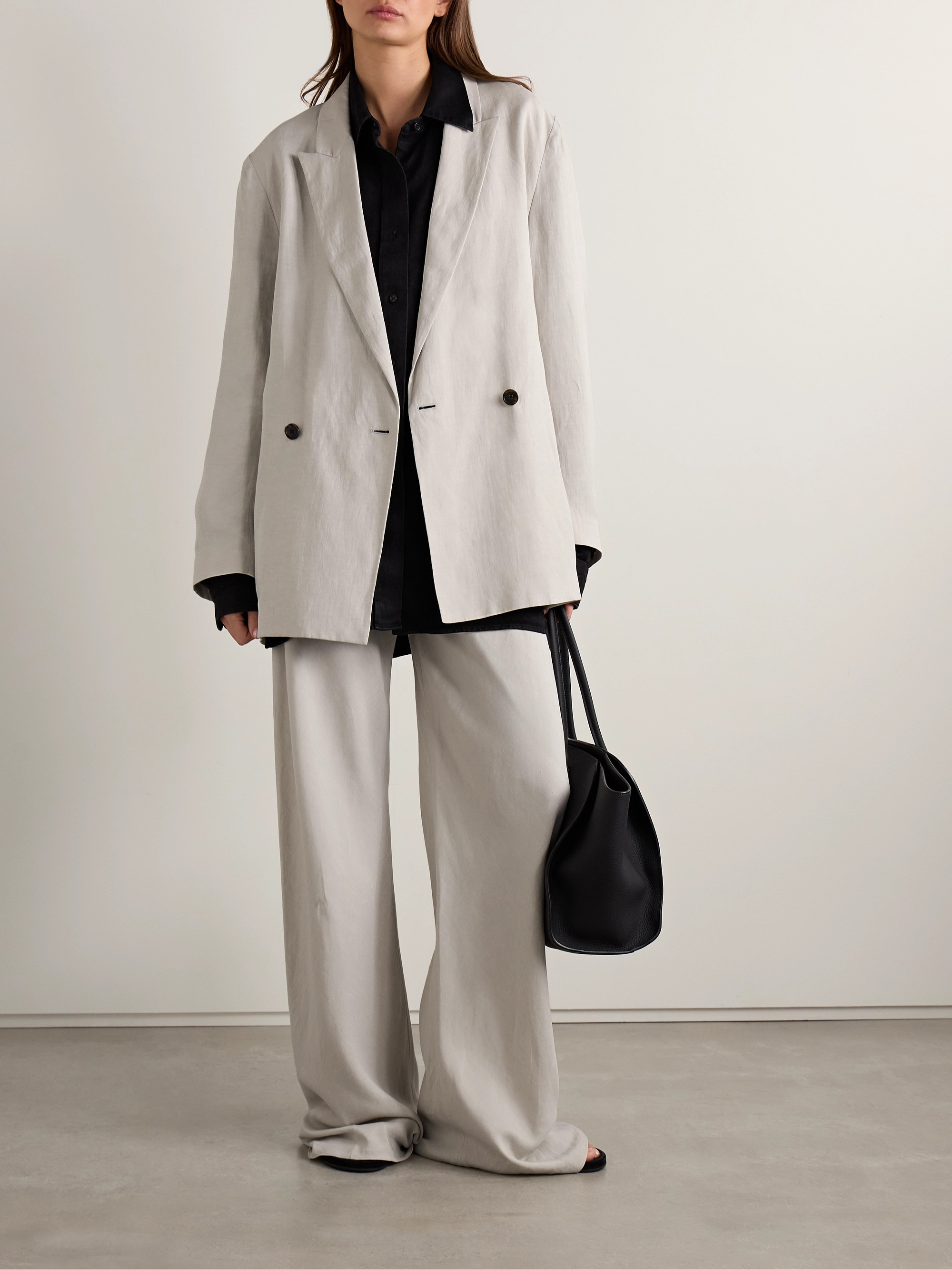 The Row Nat double-breasted silk and linen-blend blazer