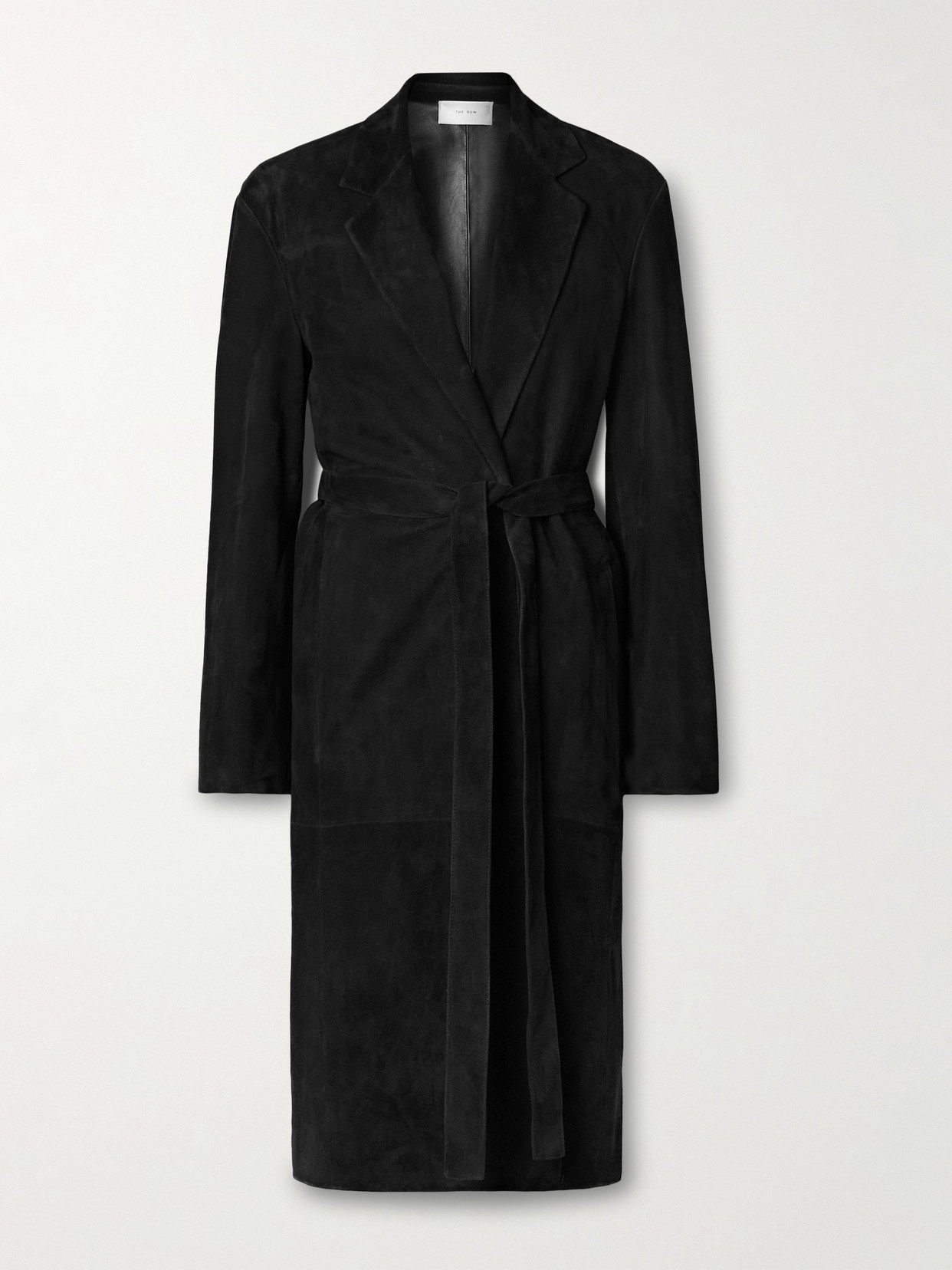 The Row Babil Belted Suede Coat In Black
