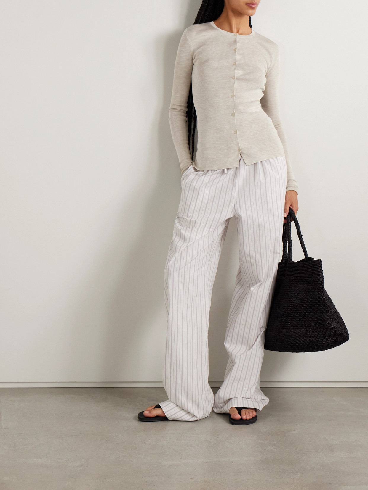 The Row Josette Silk Cardigan In Ivory