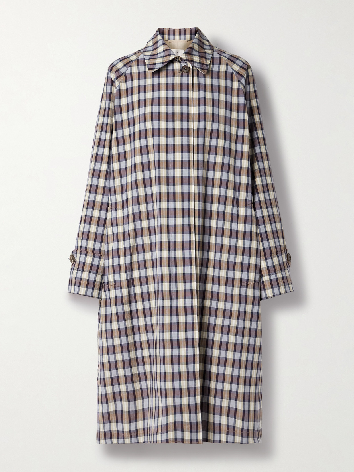 The Row Tavishina Checked Silk And Cotton-blend Poplin Coat In Neutrals