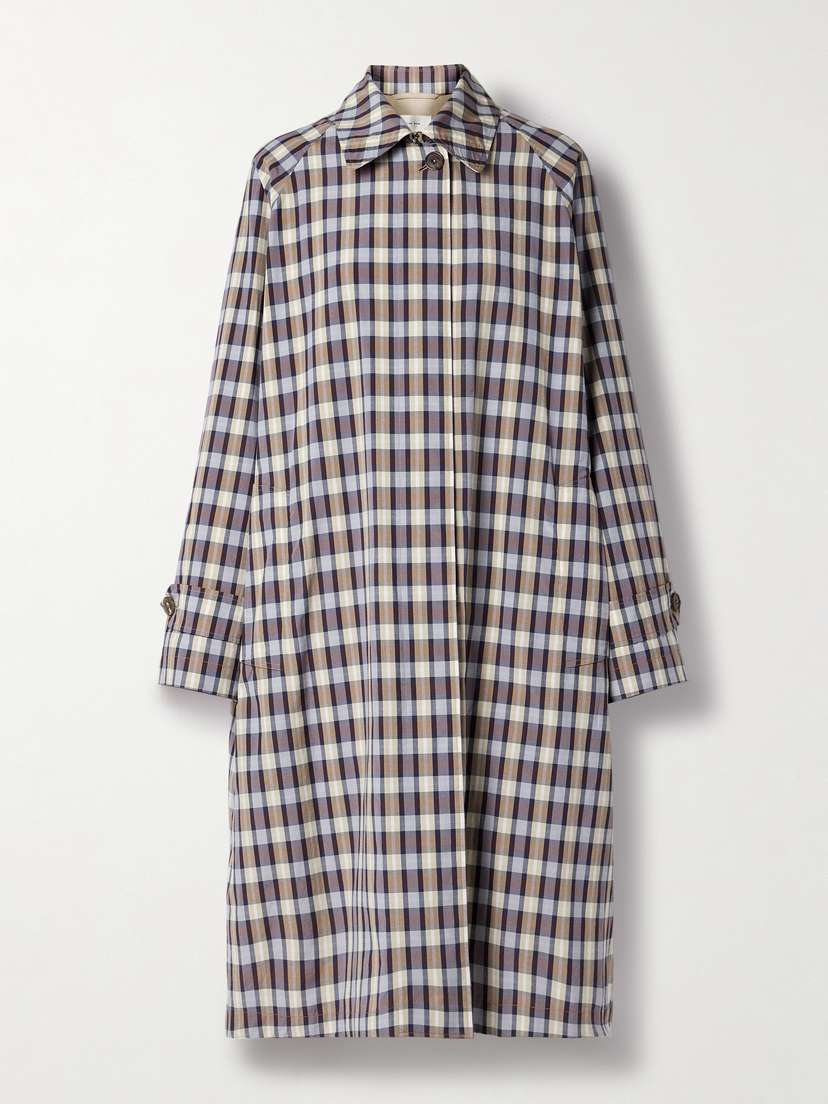 The Row Tavishina Checked Silk And Cotton-blend Poplin Coat