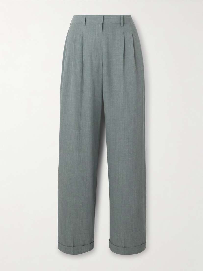 The Row Everhart Pleated Wool-blend Straight-leg Pants
