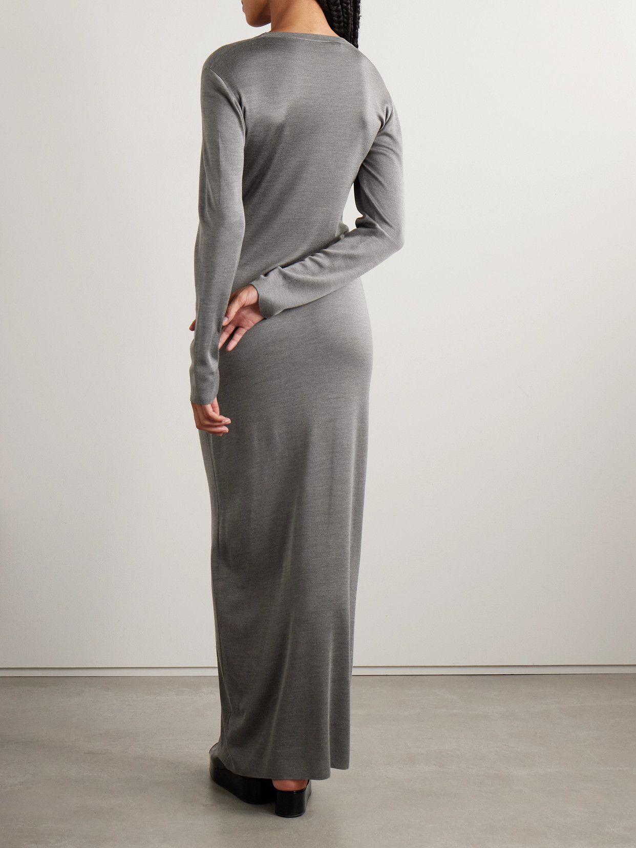 The Row Jazmin Silk Maxi Dress In Gray