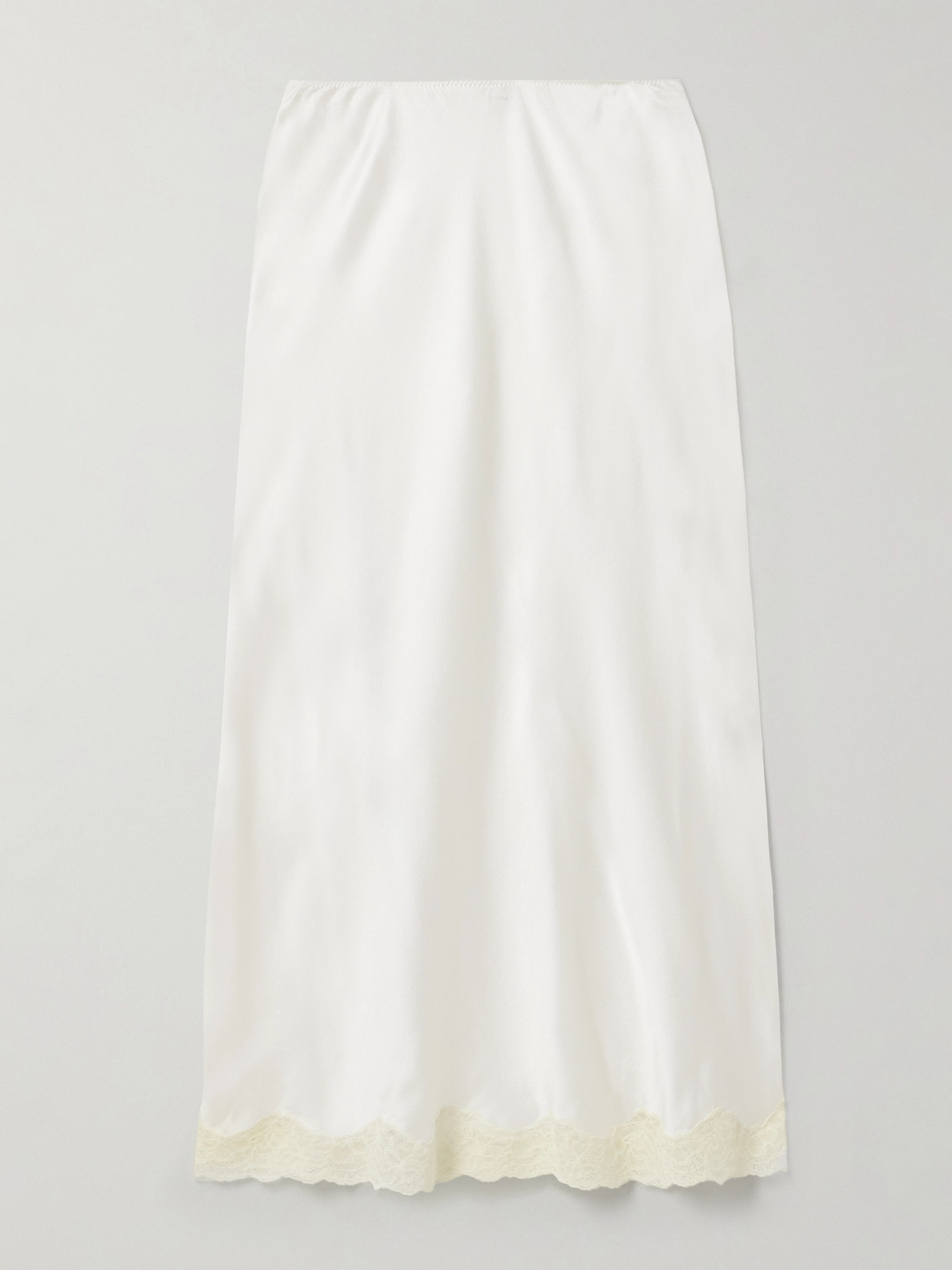 The Row Irene Lace-trimmed Silk-charmeuse Skirt In Ivory