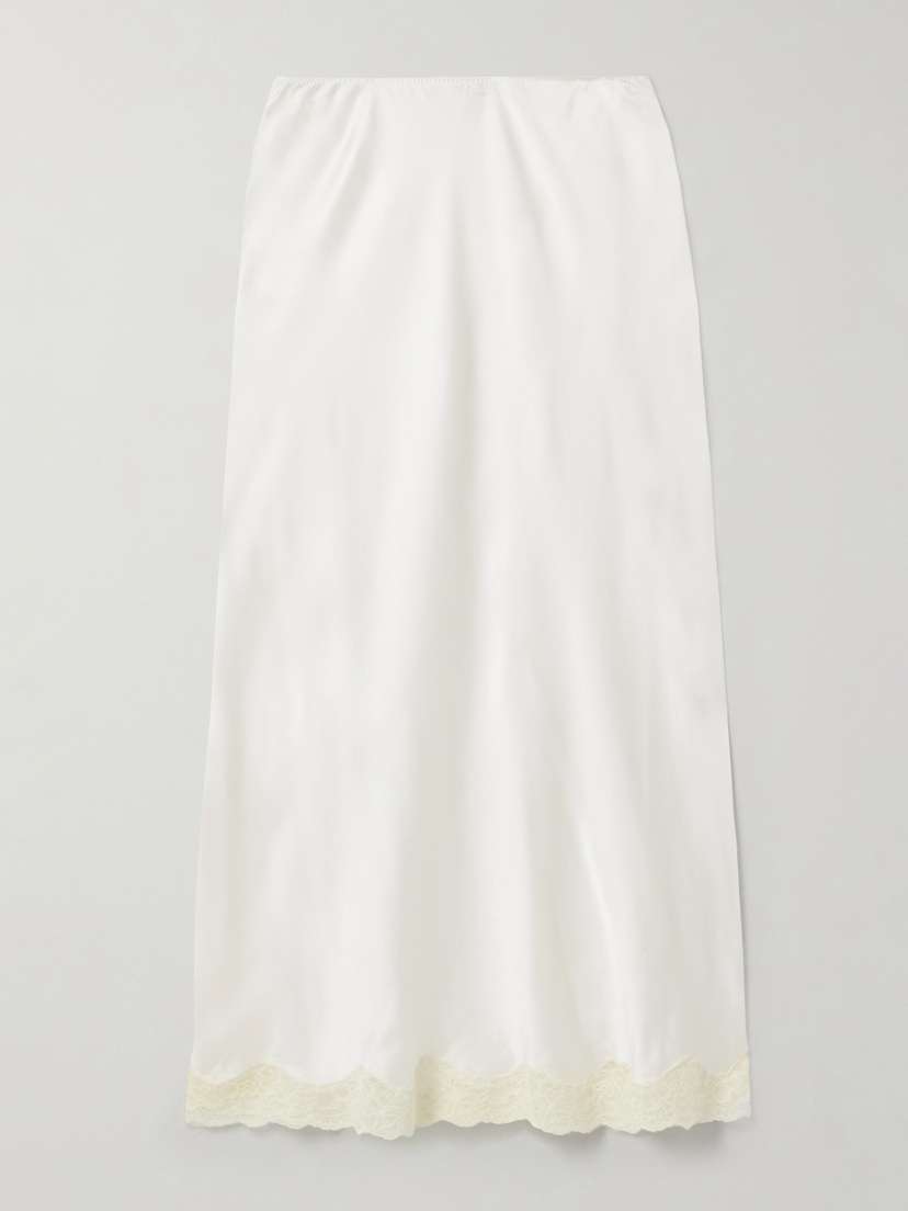 The Row Irene Lace-trimmed Silk-charmeuse Skirt