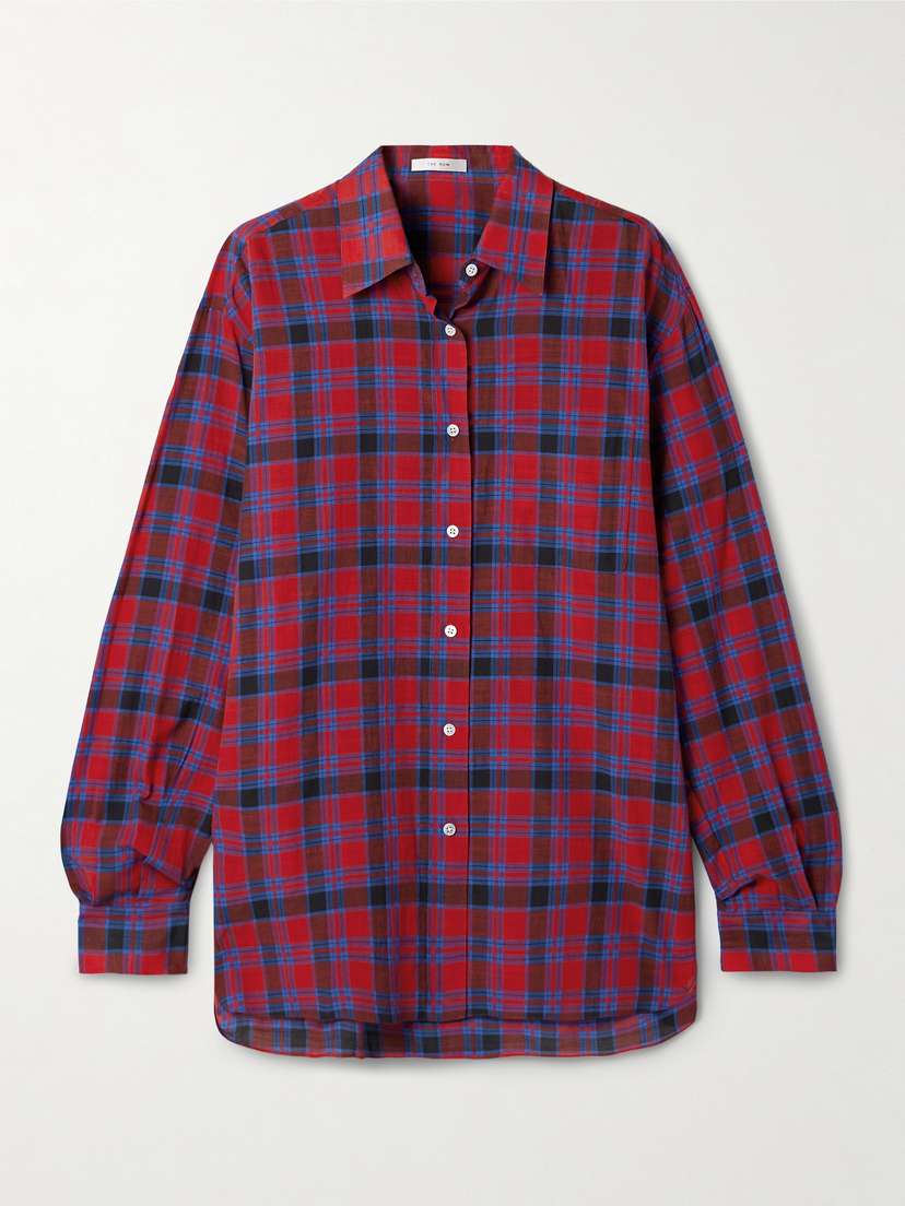 The Row Nesson Oversized Checked Cotton-voile Shirt