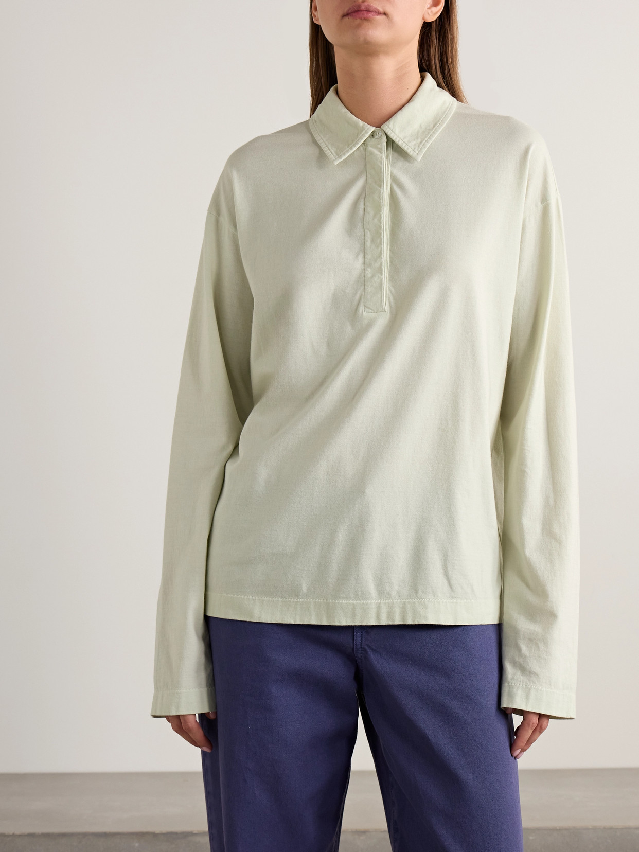 The Row Roddie Cotton Jersey Polo Shirt In Green