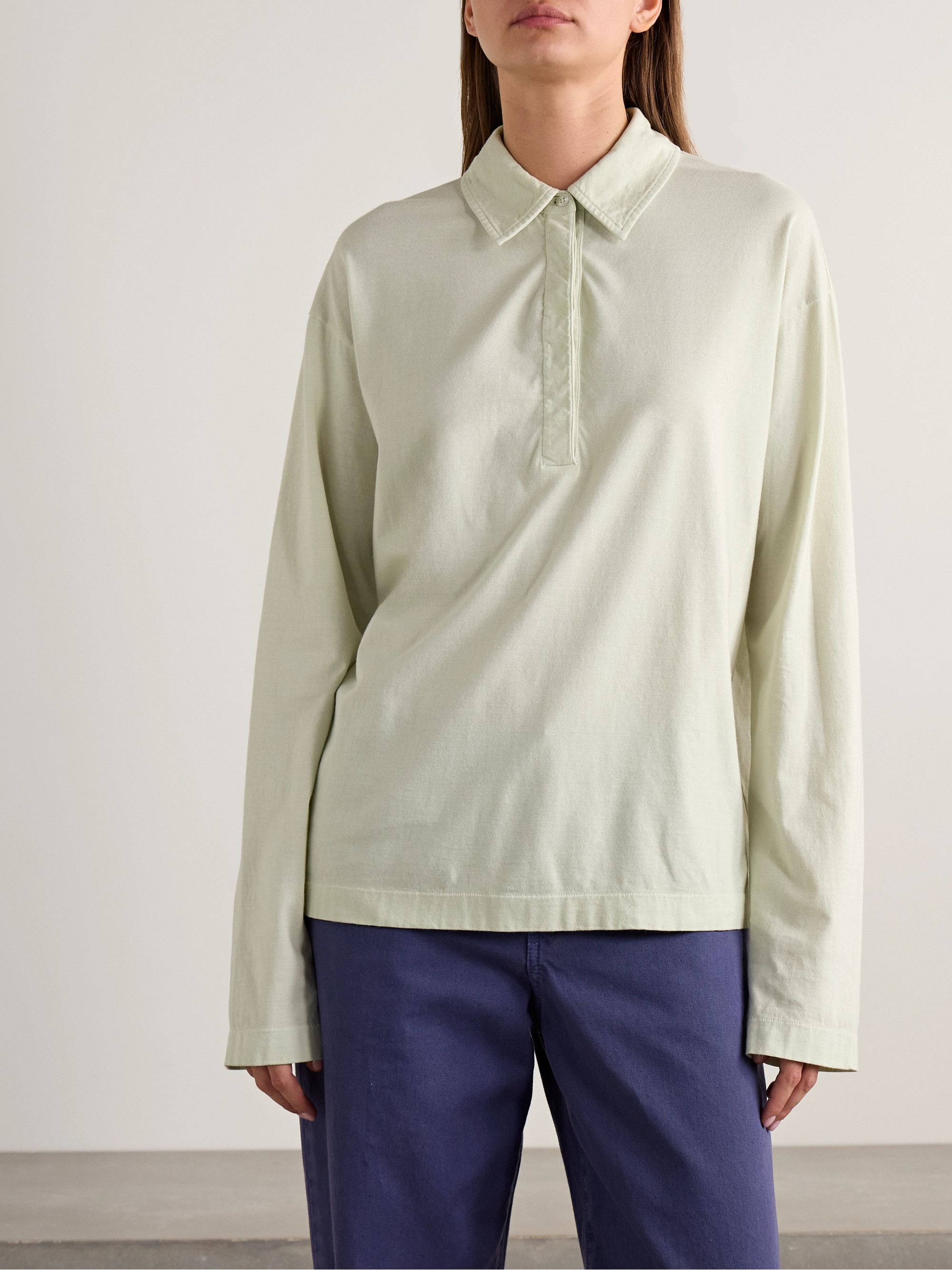 The Row Roddie brushed cotton-jersey polo shirt