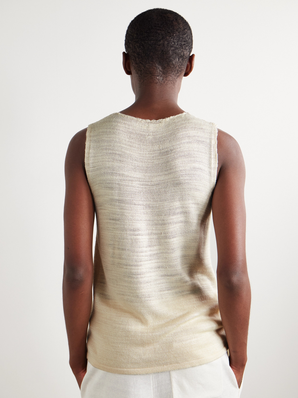 The Row Juyah Open-knit Silk Tank In Ecru