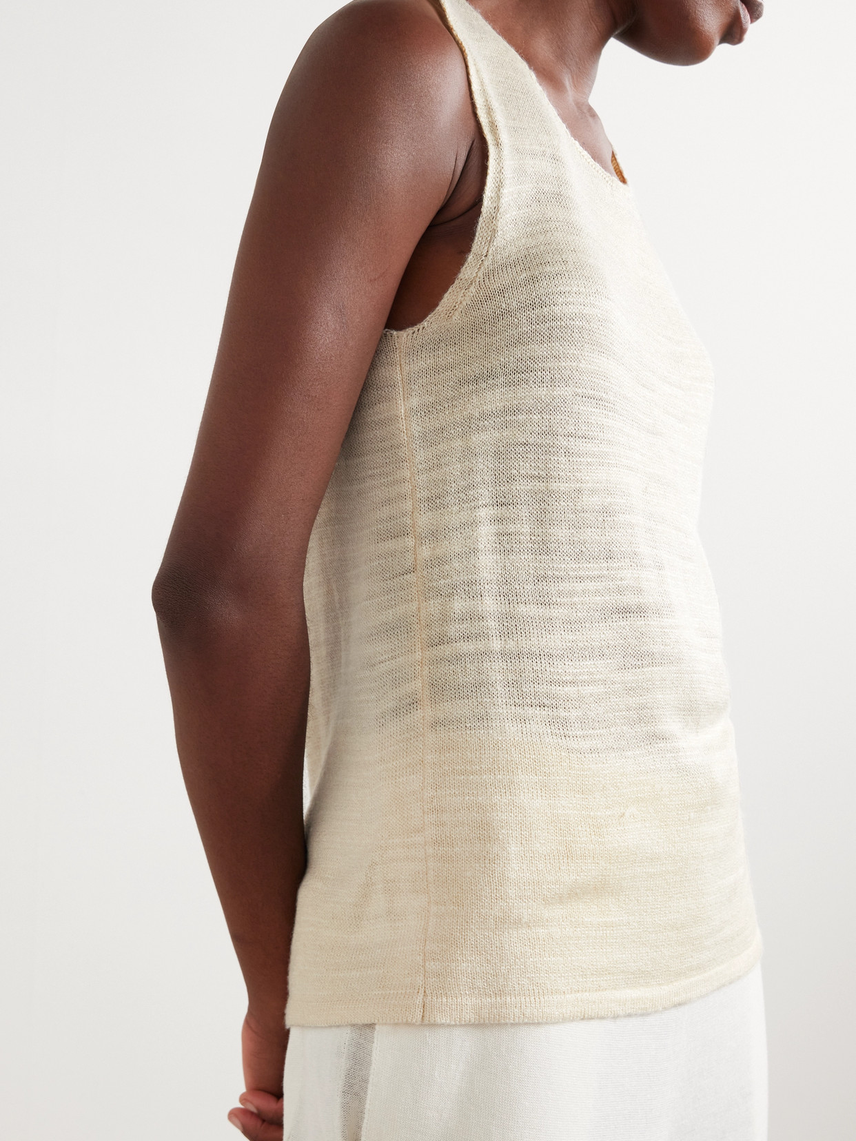 The Row Juyah Open-knit Silk Tank In Ecru