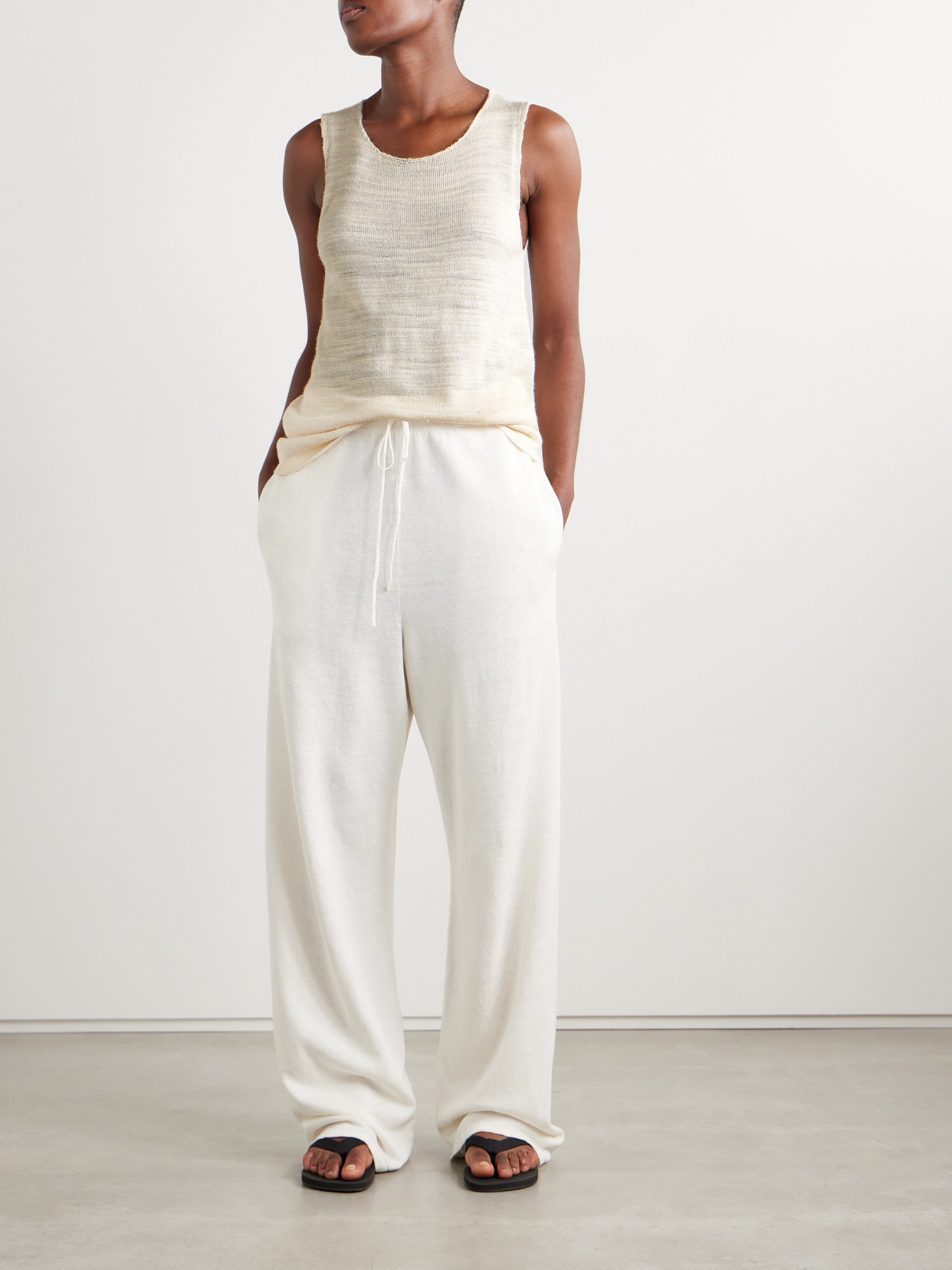 The Row Juyah Open-knit Silk Tank In Ecru