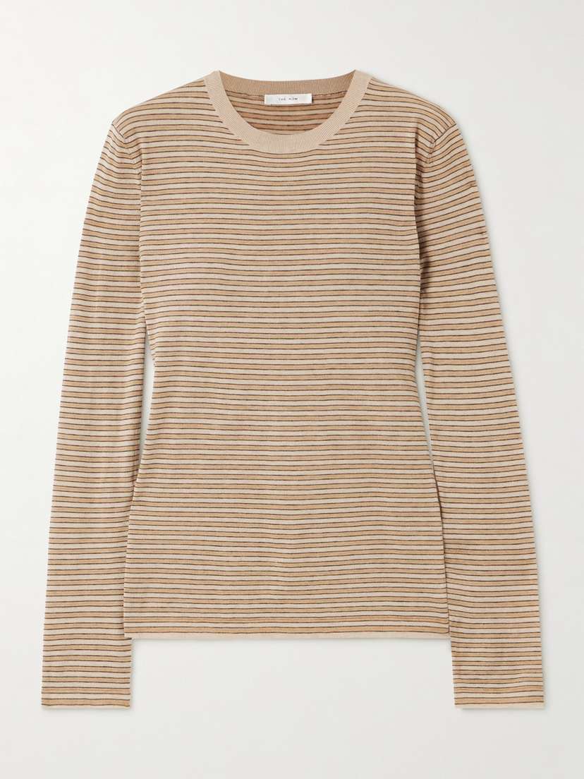 The Row Juhi Striped Cotton And Cashmere-blend Jersey T-shirt