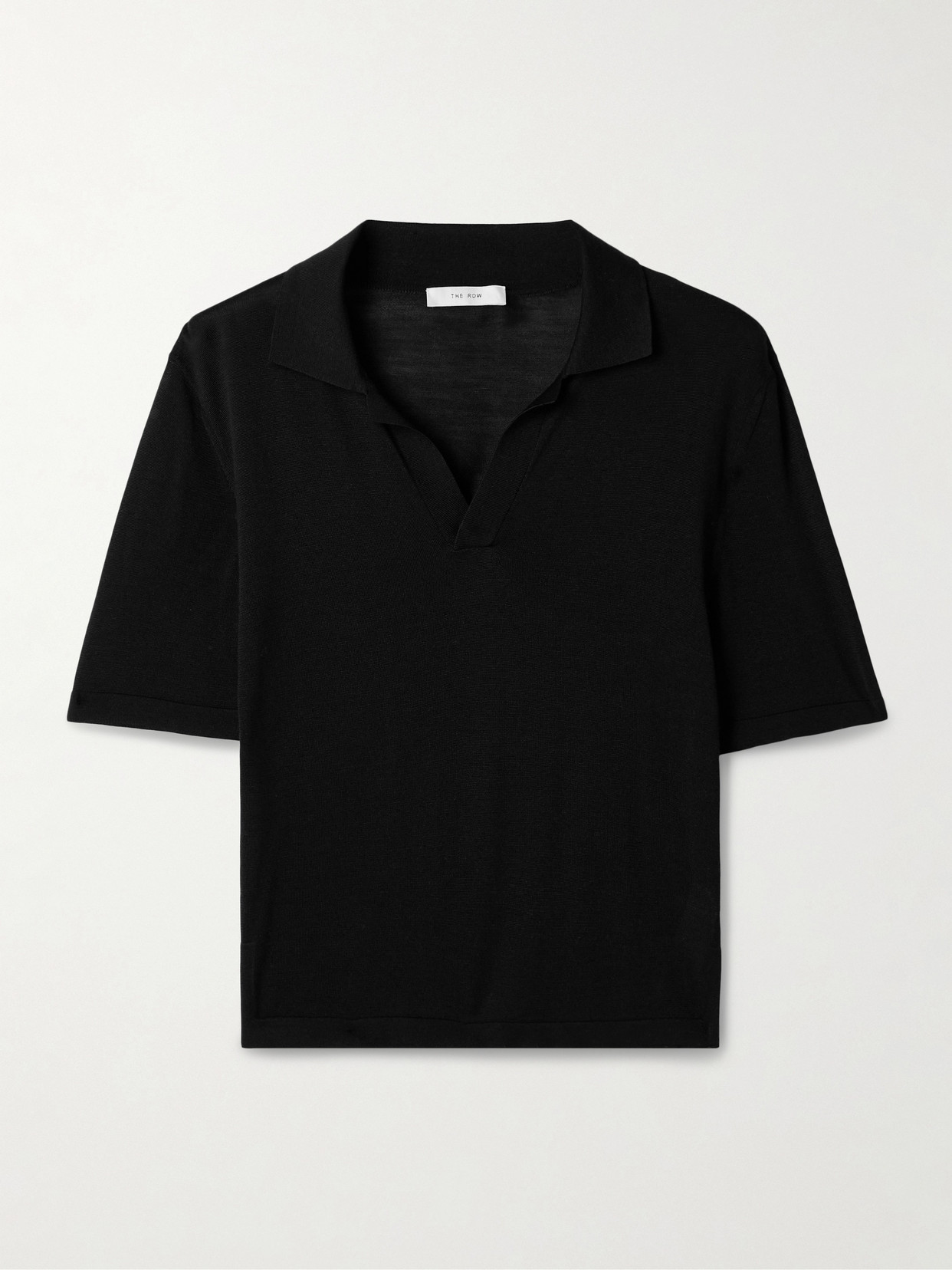 The Row Julianna Silk Polo Shirt In Black