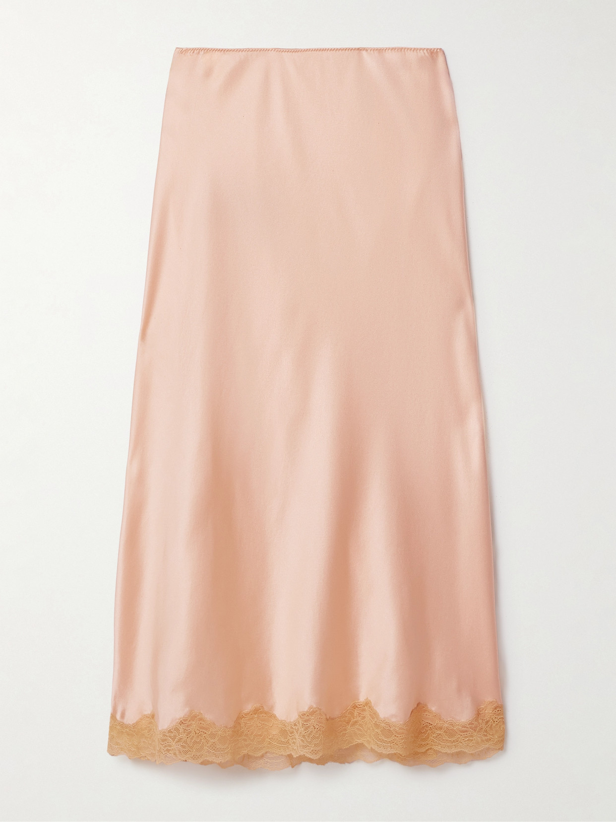 The Row Irene Lace-trimmed Silk-charmeuse Skirt In Pink