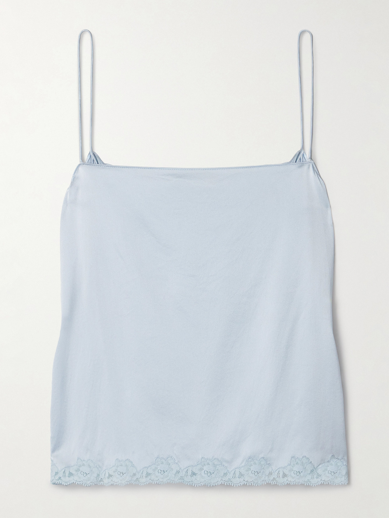 THE ROW KILARI COTTON-BLEND LACE-TRIMMED SILK-CHARMEUSE CAMISOLE