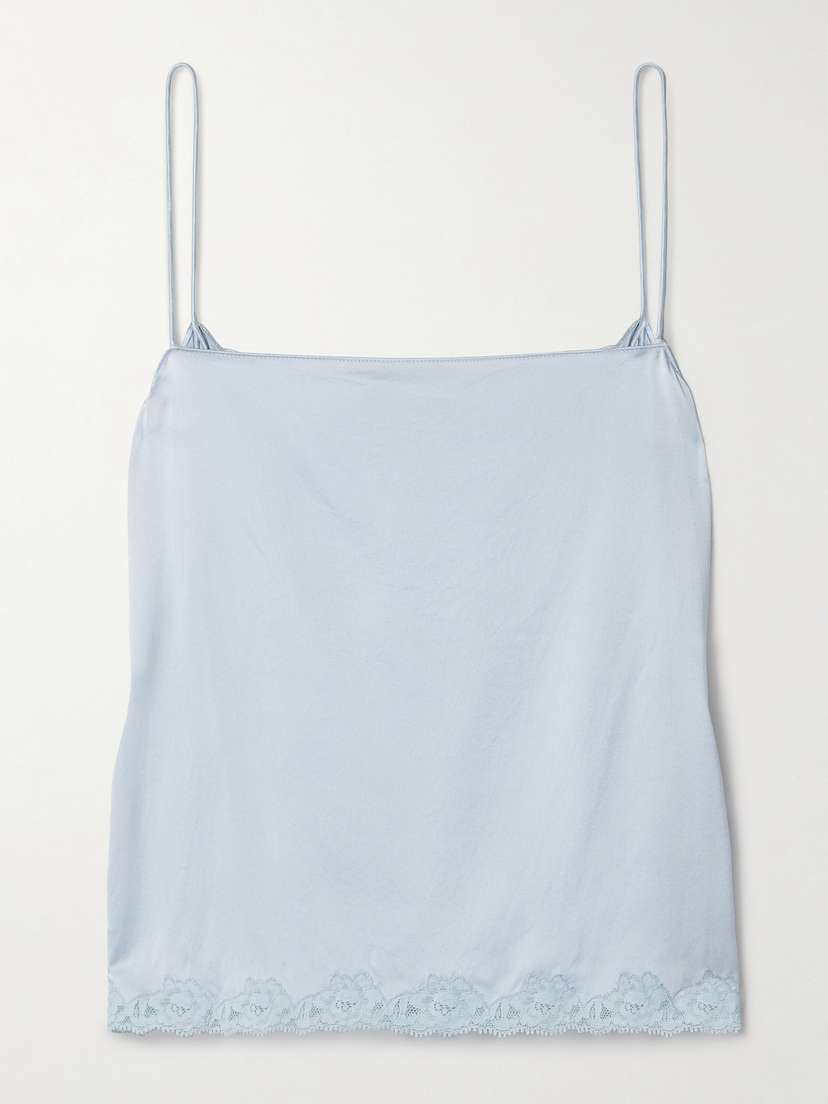 The Row Kilari Cotton-blend Lace-trimmed Silk-charmeuse Camisole