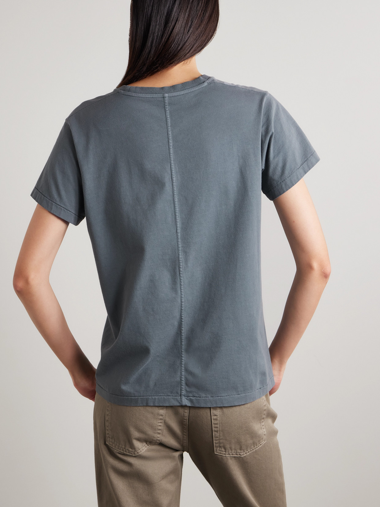 The Row Florie Short-sleeve Cotton Top In Blue