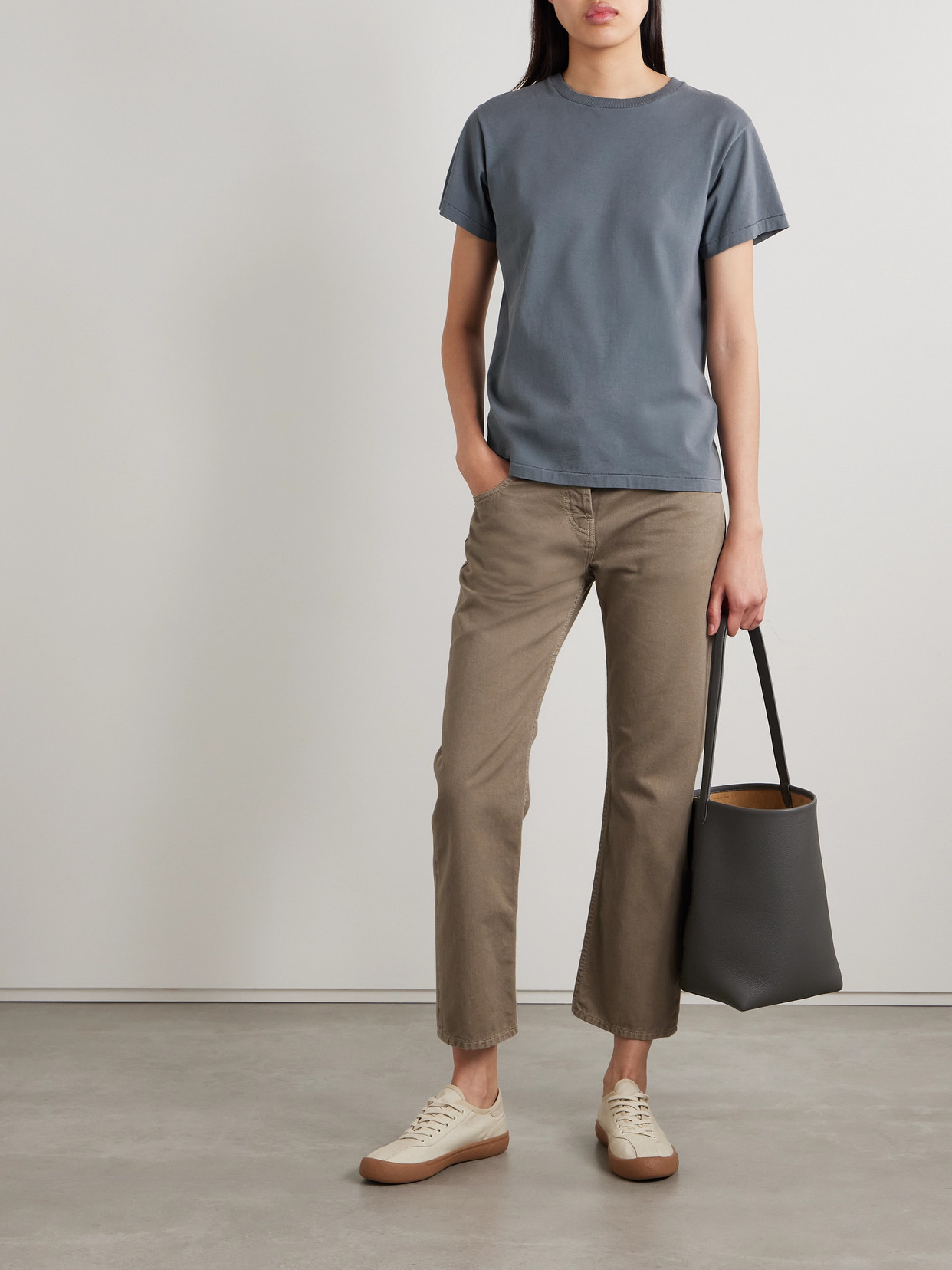 The Row Florie Short-sleeve Cotton Top In Blue